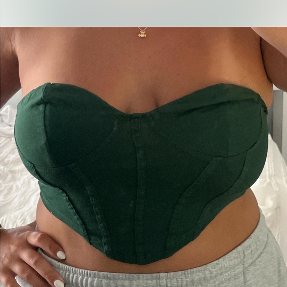 SHEIN Dark Green Strapless Corset